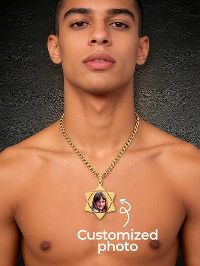 1 chiếc vòng cổ lưu niệm khắc hình ảnh cá nhân hóa, trang sức cá nhân hóa, hình nhân vật hoạt hình, màu sắc rực rỡ, phản quang UV, màu trung tính, vàng 18k và thép không gỉ, thích hợp làm quà tặng Ngày của Cha, Ngày của Mẹ, quà lưu niệm cá nhân, quà tặng Ngày Valentine.