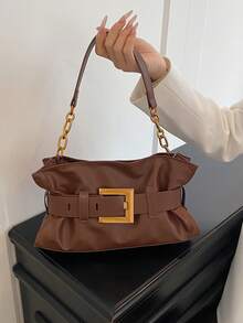 2026新款女士小众通勤手提包，法式腋下包，轻盈奢华半月形包 - 咖啡 - 查看 8