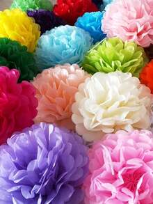 10/20pcs Random Color Vibrant 8-Inch Paper Flower Balls Decorations, Suitable For Mother's Day Party, Birthday Celebration, Wedding, Outdoor Decor - Multicolor - View 3