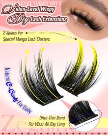 Cat Eye Lash Clusters With Spikes - Wispy Manga & Anime Style Individual Lash Extensions, Pre-Mapped C-Curl, 10-18MM - Wolf Calls - 查看 3