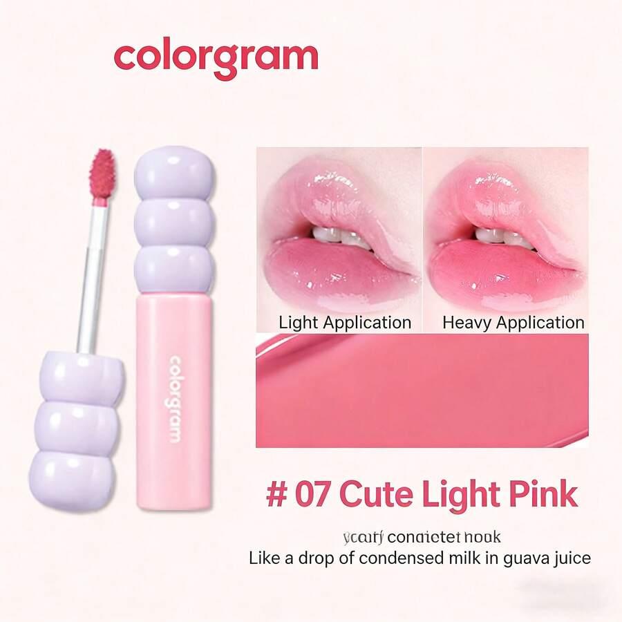 Colorgram 蜜饯山楂光泽唇彩 - 高光泽、保湿唇彩,裸色透明妆效,持久显色。如镜般闪亮,如玻璃般透明,滋润保湿。 - 07 可愛淡粉色 - 查看 1
