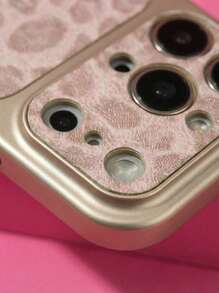 ShellaStory Luxury Shiny Leopard Print Lens Protection Phone Case, Suitable For 17 Pro Max, 16, 15, 14 Pro Max, 13, Fashionable Creative Distinctive Back Cover - Pink - View 4
