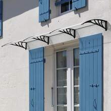 270x98.5cm Canopy For Front Door, Transparent Arched Canopy, Polycarbonate Bracket, Reinforced Aluminum Strips, Window Awning, Arched Canopy, Sun Protection And Rain Protection - B - View 7