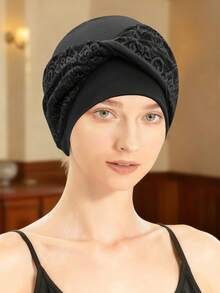 Women'S Head Wrap - Knotted Slouchy Beanie, Elastic Turban, Soft Chemo Cap, Headscarf Head Cover Brimless Hat - Color - View 19