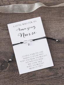 1 mặt dây chuyền hình ống nghe mừng Ngày Y tá, Thiệp chúc phúc cho y tá tuyệt vời, Vòng tay điều chỉnh được làm thủ công dành cho nam và nữ, Quà tặng Ngày Y tá - màu đen - Xem 4