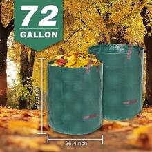 Reusable Yard Waste Bags 72 Gallon Lawn And Leaf Bags 3 Pack Heavy Duty Garden Bags With Gardening Gloves Standable Garden Waste Bag With 4 Handles Camping Yard Recycling Bag For Leaves - Verde 72 galones - Ver 3