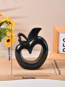 Escultura de resina con forma de manzana en blanco y negro - Diseño de corazón hueco con acabado mate, adecuado para colocar en estantes de la sala de estar, escritorios y tocadores del dormitorio para agregar un ambiente elegante y moderno, una pieza de decoración del hogar popular y un excelente regalo de inauguración de la casa - Multicolor - Ver 9