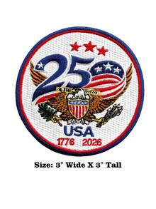 1PC USA 250 Anniversary Patch Patriotic Eagle Independence Embroidered Iron On - Multicolor - View 13