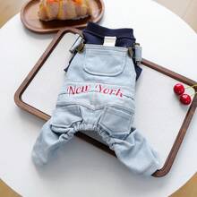 PETCIRCLE 1件宠物衣服，狗狗四脚背带裤，休闲小型犬春夏新款服装 - 纽约背带裤 - 彩色 - 查看 10