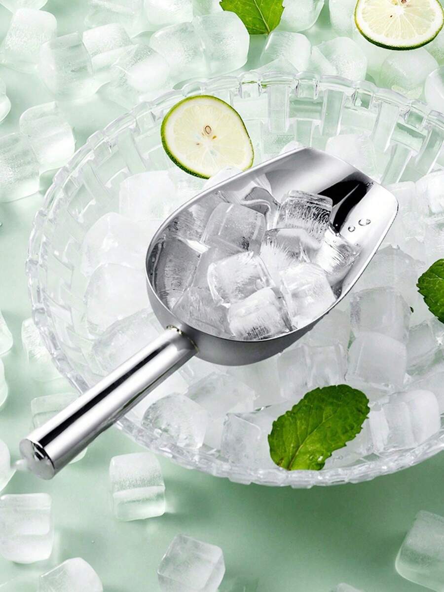 1pc Multifunctional Stainless Steel Ice Scoop, Provides 3 Sizes, Designed Thick And Durable, Easy To Clean. Suitable For Ice Cubes, Grains, Coffee, Flour, Food, Tea Leaves, Popcorn, Sugar, Nuts, Rice And More. Applicable For Ladle, Cocktail Ice Scoop, Reusable Ice Scoop, Stainless Steel Ice Bucket Scoop