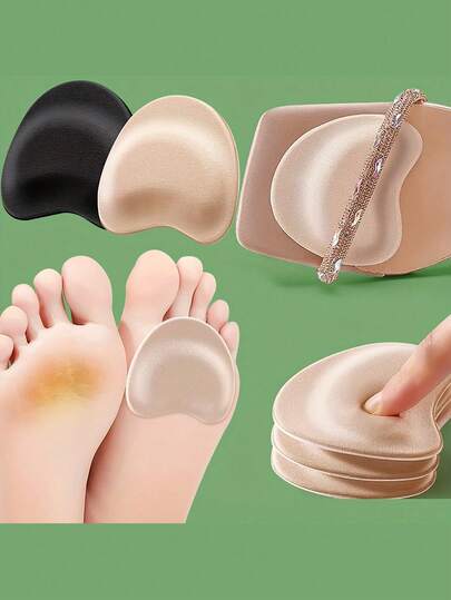 4 pares de plantillas autoadhesivas para tacones altos - Almohadillas para suela con agarre antideslizante, acolchado y respirables, reforzadas con suela gruesa, resistentes al desgaste y antideslizantes, espuma de memoria transpirable para el uso diario de zapatos de mujer en beige/negro