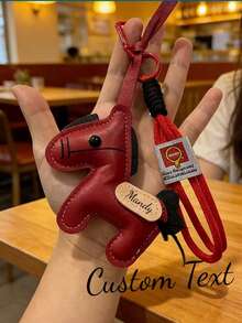 1pc Customizable Little Horse Pendant, Wealth Auspicious Gift, Bag Charm, Keychain, Leather Keyring, Leather Keyholder, Personalized Bag & Earphone Accessories, Fashionable Travel Gift For Friends And Family - Multicolor - View 9