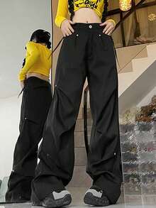 Áo len dài tay dáng rộng cổ chữ V dệt họa tiết cáp dành cho nữ, màu cam - màu đen - Xem 4