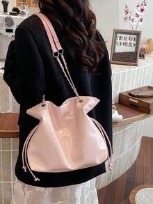 2026 Spring New Arrival Niche Commuter Shoulder Bag, Fashion Casual Tote Bag, Large Capacity Retro Chain Handbag For Women - Pink - View 3