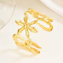 1 pieza Brazalete exagerado personalizado con textura de girasol y serpiente, adecuado para el uso diario de las mujeres - Dorado - Ver 6