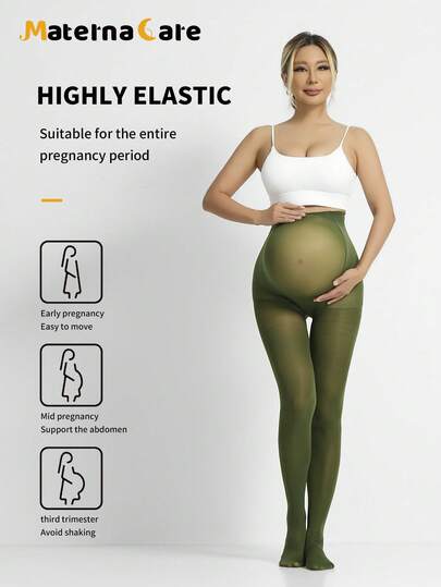 1pc Maternity Tights, High Waist Soft Belly Support, Stretchy Skinny Pants Suitable For Daily Life And Office Wear, Fit Throughout Pregnancy