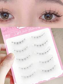 Waloshow 5 Cặp nối mi dưới kiểu hoạt hình, mi dưới uốn cong hình chữ J, mi giả lông chồn châu Á nhẹ, mi dưới từng sợi, nối mi dưới tinh tế. - phong cách chéo - Xem 10