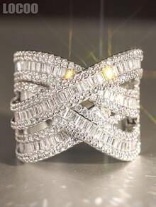 Anel de luxo com zircônia cúbica (1 peça) para mulheres, ideal para casamentos, noivados, aniversários, festas e como presente de Dia dos Namorados. - 1# - Ver 10