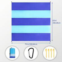 [4-7 Adults Beach Blanket] Lightweight Oversized Picnic Beach Blanket| 4-7 Adults, Sandproof, Large Picnic Mat For Beach Travel Camping Hiking - 藍橙 - 查看 9