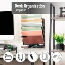 Betesh Mind Reader 5-Tier Vertical File Storage Desktop Organizer Wall Mount Office Metal Mesh 12.75" L x 4" W x 16" H Black - negro - Ver 2