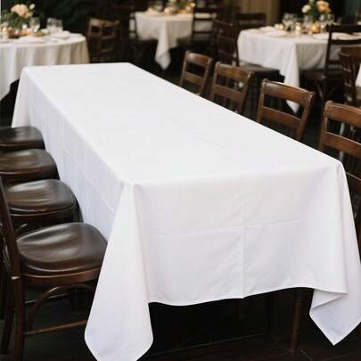 1 Pc White Tablecloth, Dining Table Tablecloth, Party Tablecloth, Living Room Tablecloth, Solid-Color Banquet Wedding Tablecloth,Celebration Tablecloth, Etiquette Tablecloth
