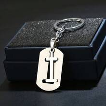 DIY Stainless Steel A-Z Letter Keychain, 26 Alphabet Double-Layer Letter Iron Keyring, Couples Gift, Car Key Chain, Bag Accessory - Multicolor - View 24
