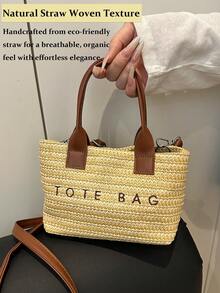 Mini Fashion Imitation Straw Handbag, Summer Vacation Beach Style Woven Bag Handheld And Crossbody Bag,Lightweight Casual Minimalist Straw Woven Bag, Perfect For Holiday Shopping And Gifting, Elegant Ladies Handbag,Women's And Girls' Bag, Wicker Bag, Holiday Essentials,Perfect For Travel, Vacation, Holiday & Beach, Travel Must Haves, Summer Straw Beach Bag For Women, Fashion Summer Vacation Bag, Beach Essentials Women Bags For Vacation & Holiday,Eye-Catching Beach Bag, Women's Summer Straw Beach Bag, Popular Women's Beach Bag, Fashionable Summer Vacation Bag, Essential Women's Beach Vacation Bag, Latest Vacation Bag[US Local Warehouse]The Best Gift Choice, Birthday Gift - 彩色 - 查看 4