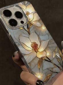 Ốp lưng điện thoại họa tiết hoa lá, in phẳng, thanh lịch, màu bạc, chất liệu chiffon, tối giản, thời trang, tương thích với iPhone 17/17 Pro Max, 15, 16/16 Pro, 15 Pro Max, P13, P14, P11 Soft Case, P12 Anti-Drop, XS, XR, 7/8 Plus, 7/8, S2, A14, A15, S23 Ultra, A50, A12, A32, A52, A72, A51, A21S, A13, A14, S22 Ultra, S23, A33, A53, S20 FE, phiên bản quốc tế, không phải phiên bản nội địa. - Nhiều màu - Xem 6
