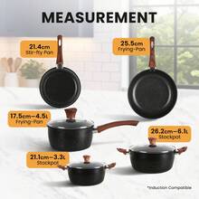 Sour Lemon 8pcs Cookware Sets Non Stick, Dark Grey Saucepan Set Non Stick With Frying Pans, Cookware Set Ceramic Pot And Pans, Granite Cooking Sets Pot And Pans For Induction Cooker And All Types Of Cookers - View 3