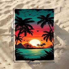 1 pièce Serviette de plage avec paysage de coucher de soleil et palmiers, super douce microfibre extra large, serviette de bain super absorbante, convient pour la plage, la piscine, les voyages, le camping, le yoga - B - Voir 15