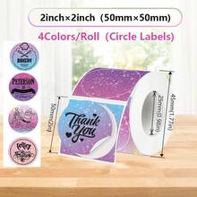 1 Roll 4 Color Assorted 50mm Round Thermal Labels, Galaxy Style Round Sealing Stickers For Barcodes/Apparel/Food/Gift Labels/Thank You Labels/Small Business/Home Thermal Label Printers - Compatible With M110/M200/M120/M220/EP210/P50/DETONG P1 - Galaxy Style - View 9