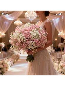 100 bông hoa baby's breath nhân tạo, màu trắng và hồng, hoa giả dùng để trang trí nhà cửa, bàn làm việc, tự tay cắm hoa, trang trí đám cưới và tiệc tùng, trang trí sân vườn trong nhà và ngoài trời. - Trắng Hồng - Xem 2
