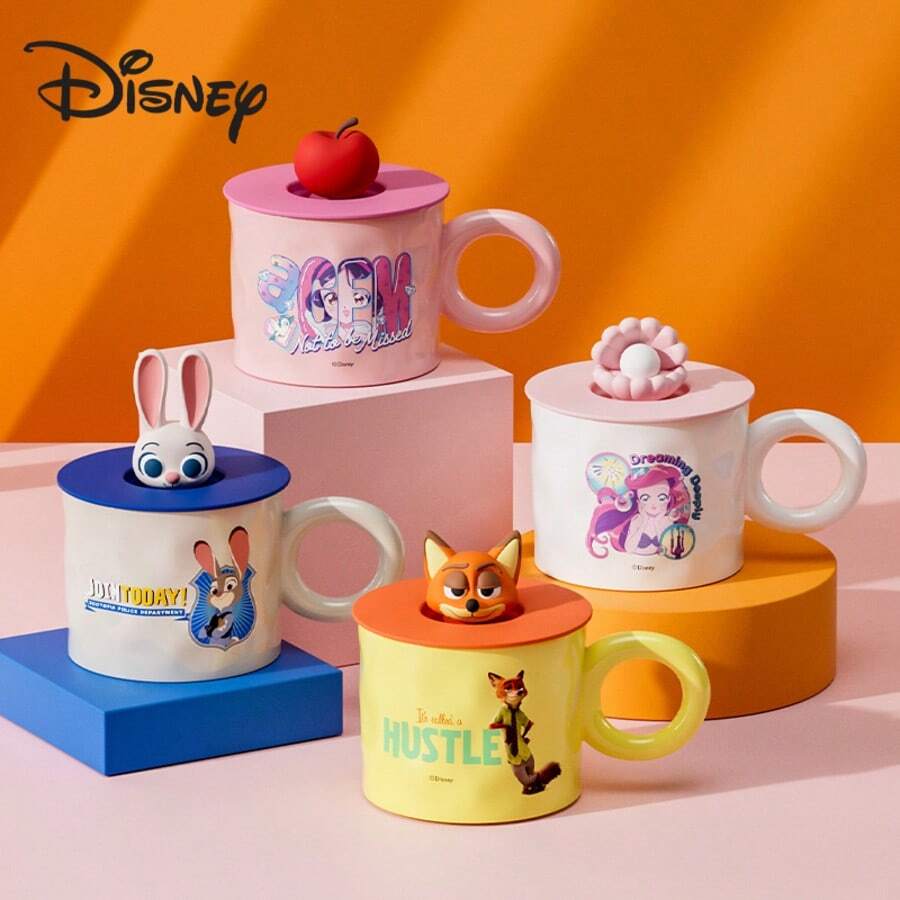 Disney Princess Mug, Children's Milk Cup, Ceramic Cup With Lid, Handle Cup, Breakfast Cup For Girls