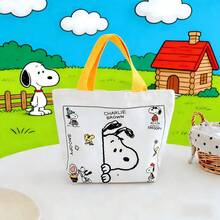 SNOOPY 1个帆布手提袋，日常午餐包，校园收纳礼品 - 彩色 - 查看 9