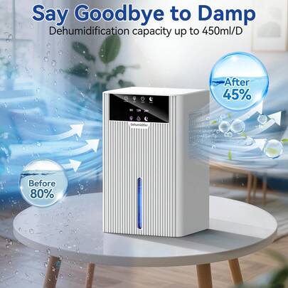 2200ml Kapazität Halbleiter-Luftentfeuchter, tragbarer leiser Schlafzimmer-Luftentfeuchter mit LED-Anzeige, 7-Farben-Stimmungslicht, Timer & automatische Abschaltung