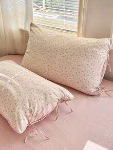 3pcs 100% Polyester 2026 Spring Floral Series AB Color Blocking Design Fresh Girly Comforter Set, Includes 2 Bowknot Pillowcases + 1 Comforter Cover (Bed Sheet & Comforter Filler Not Included), Suitable For All Seasons - Multicolor - View 7