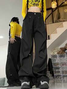 Áo len dài tay dáng rộng cổ chữ V dệt họa tiết cáp dành cho nữ, màu cam - màu đen - Xem 2