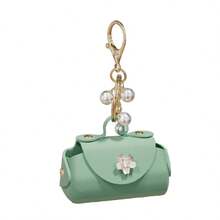 AD 1个可爱迷你汽车摩托车钥匙扣，时尚零钱包珍珠钥匙链，皮革汽车钥匙圈 - A - 查看 14