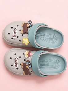 2026 Spring/Summer New Women's Thick-Sole Hollow Sandals, EVA Soft & Comfortable Non-Slip Wear-Resistant, Fashionable Casual Slip-On Beach Slippers, Backless Clogs Suitable For Hospital/Nursing Work - Grey - View 3