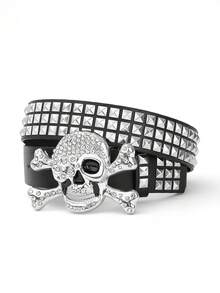 1 件男士多色骷髅头子弹扣街头时尚朋克嘻哈皮带 - 彩色 - 查看 30