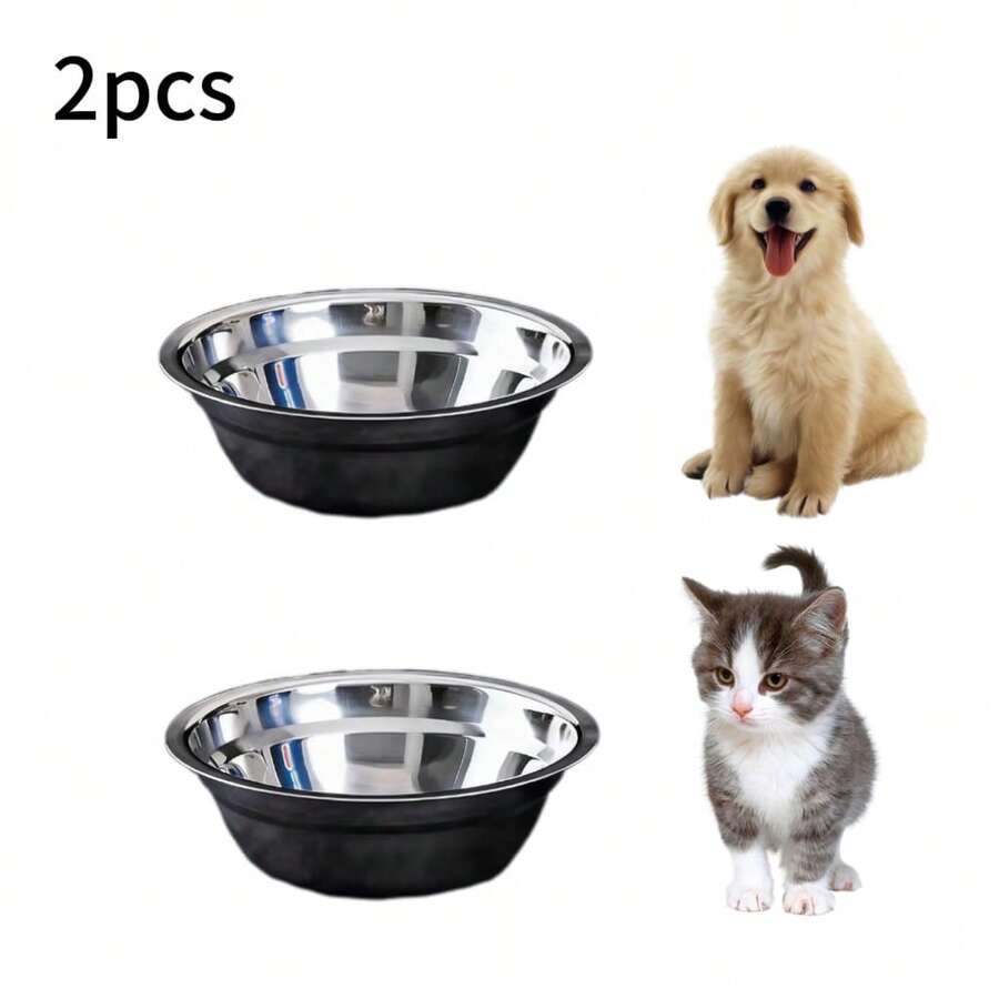 Bộ 2/3 bát ăn cho thú cưng bằng thép không gỉ dày 500ml, bát đựng thức ăn cho mèo và chó, bát đựng đồ chơi, bền và dễ vệ sinh. - số lượng lớn - Xem 1