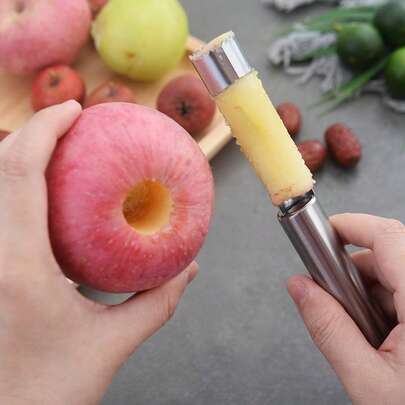 1 cái dụng cụ tách hạt bằng thép không gỉ, dụng cụ tách hạt trái cây chuyên nghiệp với lưỡi răng cưa và tay cầm tiện dụng, thích hợp cho táo, lê, ớt và các loại trái cây & rau củ khác, dụng cụ nhà bếp.