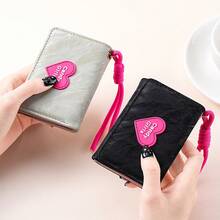 1 Cute Pink Love Button 30% Coin Purse-Multi-Function Card Holder Lady's Wallet, Rose Red/Black/White Multicolor Optional, PU Craft Meticulous, Suitable For Parties, Classrooms, Parties, High-End Occasions. - Multicolor - View 5