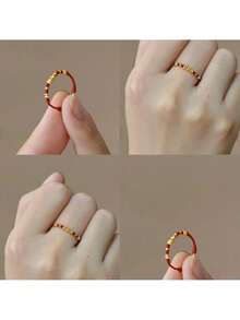 1 Golden Braided Red Rope Ring, Ben Ming Nian Lucky Red Rope Ring, New Year Gift - Multicolor - View 1