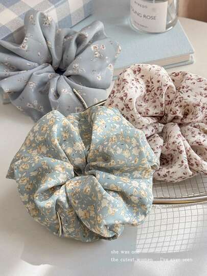 1pc Elegant Floral Scrunchie, Versatile Hair Tie, Chic Hair Accessory