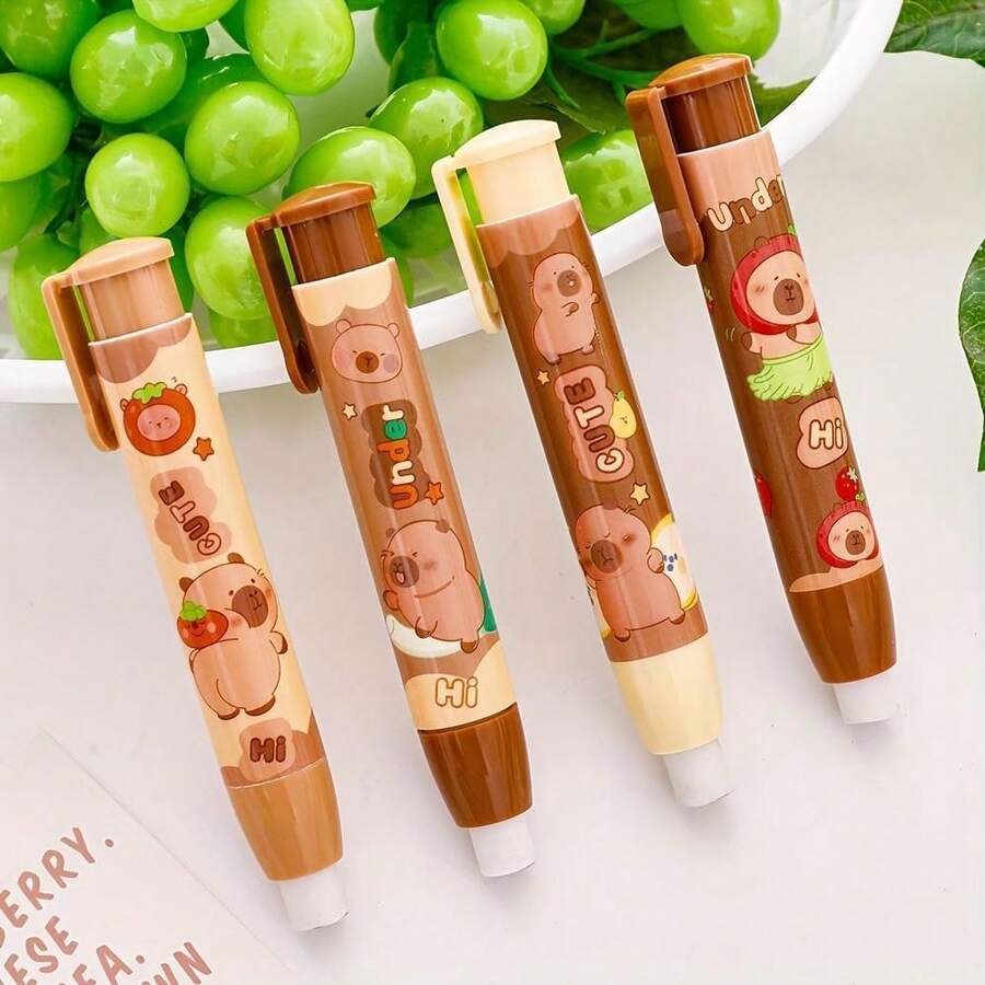 1/3 cục tẩy hình chuột lang nước hoạt hình, tẩy bút chì rút, tẩy bìa cứng hình bóng bay dễ thương sáng tạo, tẩy nút bấm, tẩy không lem, thích hợp cho trường học và văn phòng, đồ dùng mỹ thuật và văn phòng phẩm, đồ dùng cần thiết cho năm học mới, hình bầu dục bằng nhựa PVC. - Nhiều màu - Xem 1