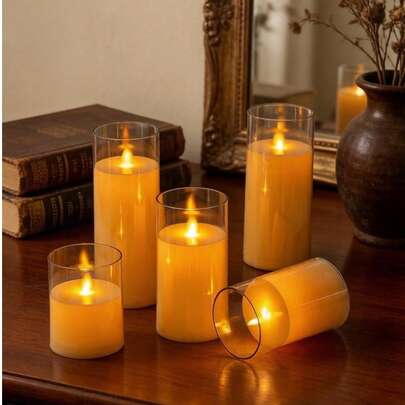 Electronic Candle Lights, Realistic Wax Candle Cups, Creative Birthday Wedding Flickering Candle Decor, Flameless Electronic Candle Lights, Suitable For Wedding, Valentine's Day, Halloween, Thanksgiving, Christmas Decoration, Desk Decor Nightlight