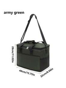 1pc Black/Grey Outdoor Large Capacity Picnic Bag, Waterproof Ice Pack, One Shoulder Carry Insulated Lunch Box - Multicolor - View 16