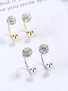 1pc S925 Sterling Silver Rhinestone Flat Head Spiral Nose Stud, Unique Elegant And Fashionable Design. Suitable For Women's Daily Wear, Also An Excellent Gift Choice For Girlfriends, Mothers And Sisters. - Single - View 2