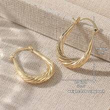 1 Pair Classic Minimalist Spiral Pattern U-Shaped Dangle Earrings, Suitable For Parties And Social Occasions, Great Gift For Friends Or Loved Ones - Gold - View 7